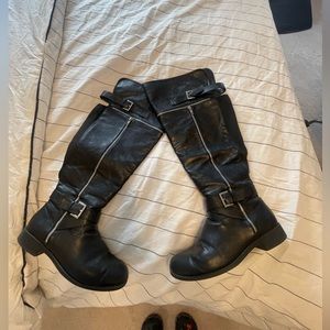 Thigh high plus size black boots